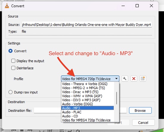 Convert window profile selection
